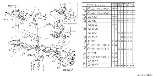 1989 Subaru Justy BOLT/WASHER Assembly Diagram for 800508160