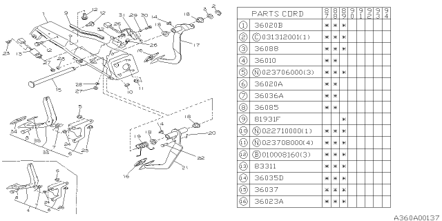 1989 Subaru Justy Pedal Return Spring Diagram for 736032130