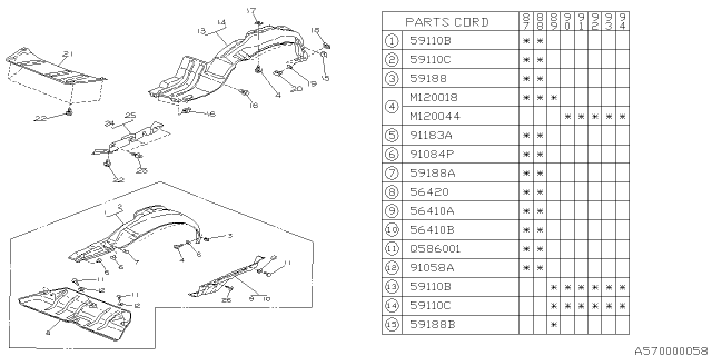 1989 Subaru Justy Splash Guard LH Diagram for 759112250
