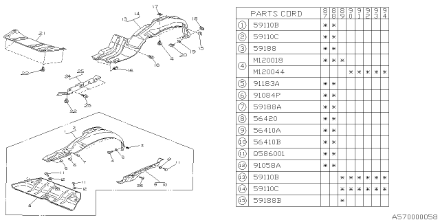 1990 Subaru Justy Under Guard Diagram 1