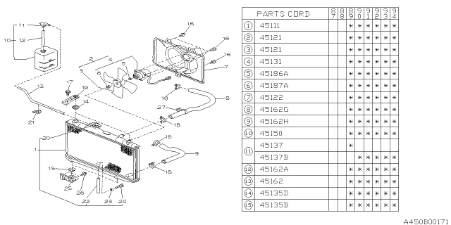 1989 Subaru Justy Fan Diagram for 745122070