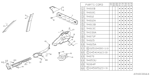 1992 Subaru Justy Inner Trim Diagram 9