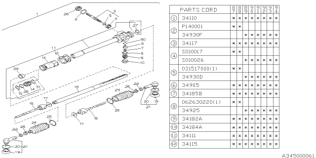 1988 Subaru Justy Steering Gear Box Unit Diagram for 731201270