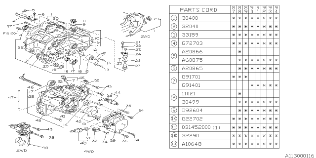 1994 Subaru Justy Manual Transmission Case Diagram 1