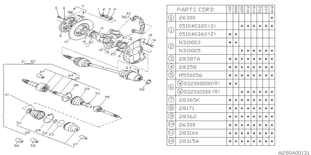 1989 Subaru Justy Front Axel Hub Complete Diagram for 723610360