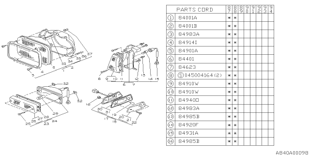 1989 Subaru Justy Packing Diagram for 784940410