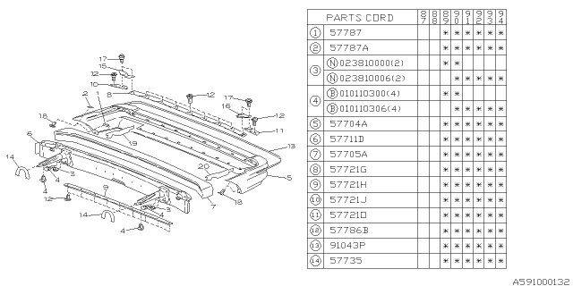 1989 Subaru Justy Rear Bumper Diagram 1