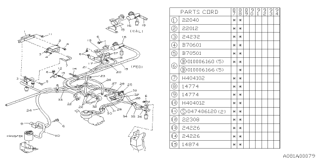 1988 Subaru Justy Screw Diagram for 801705010