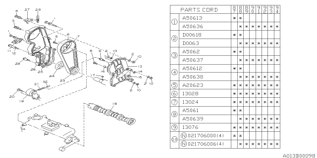 1993 Subaru Justy Camshaft & Timing Belt Diagram 3