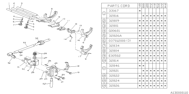 1987 Subaru Justy Rod Fork 1-2 Diagram for 32801KA010