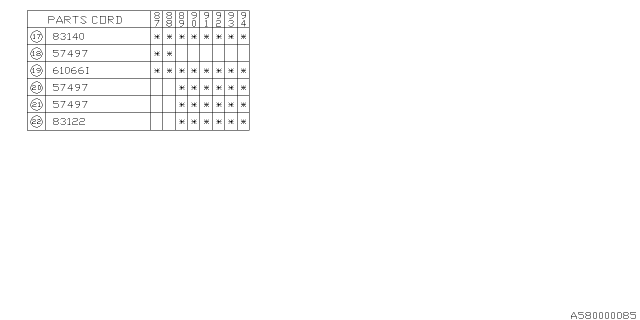 1993 Subaru Justy Key Plate Blank Diagram for 757423330