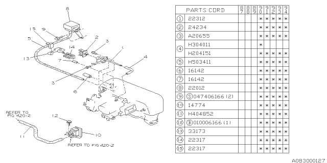 1990 Subaru Justy Vacuum Pipe Diagram for 22312KA070