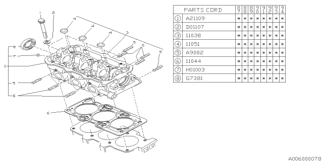 1988 Subaru Justy Cylinder Head Diagram