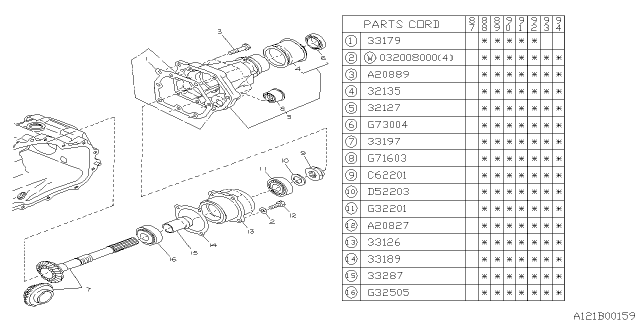 1991 Subaru Justy Manual Transmission Transfer & Extension Diagram 1