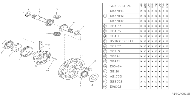 1988 Subaru Justy Gear SPEEDOMETER Drive Diagram for 435915400