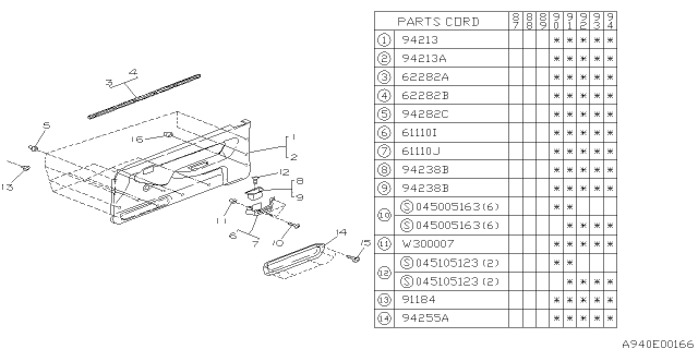 1994 Subaru Justy Inner Trim Diagram 7