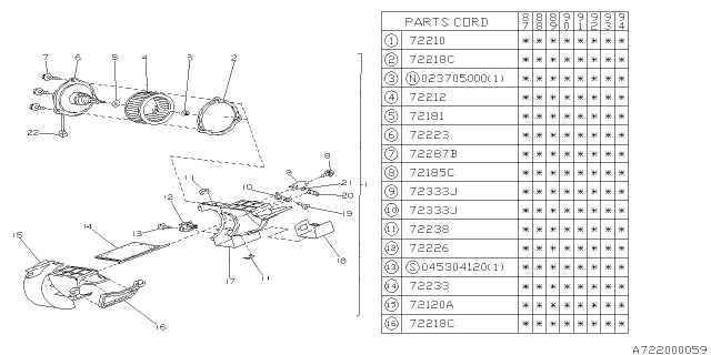 1990 Subaru Justy Set Tapping Screw Diagram for 772037030