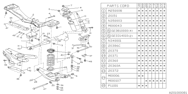 1989 Subaru Justy STRUT Complete LH Diagram for 721009390