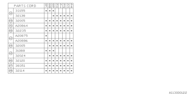 1988 Subaru Justy Backup Lamp Switch Assembly Diagram for 32005KA000