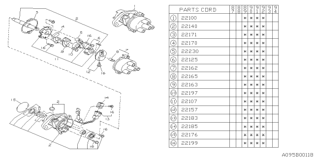 1993 Subaru Justy Wiring Harness Assembly Diagram for 22183KA080