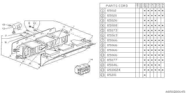 1992 Subaru Justy Speedometer Instrument Cluster Diagram for 785001250