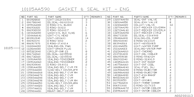 2007 Subaru Impreza WRX Engine Gasket & Seal Kit Diagram 1