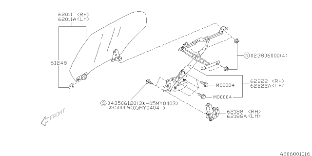 2006 Subaru Impreza STI Door Parts - Glass & Regulator Diagram 2