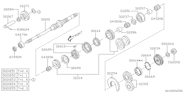 2006 Subaru Impreza STI Main Shaft Diagram 5