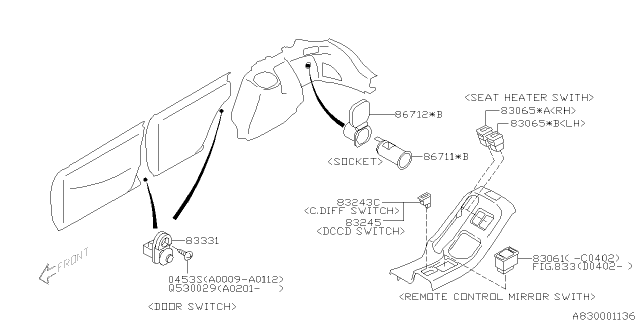 2002 Subaru Impreza Switch - Instrument Panel Diagram 1