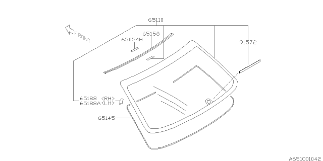 2003 Subaru Impreza WRX Rear Window Diagram