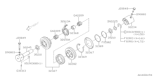 2005 Subaru Impreza STI Base IDLER Gr Reverse Diagram for 32245AA010