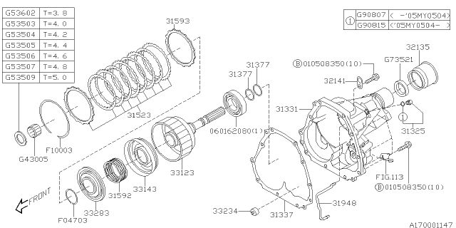 2006 Subaru Impreza Automatic Transmission Transfer & Extension Diagram 1