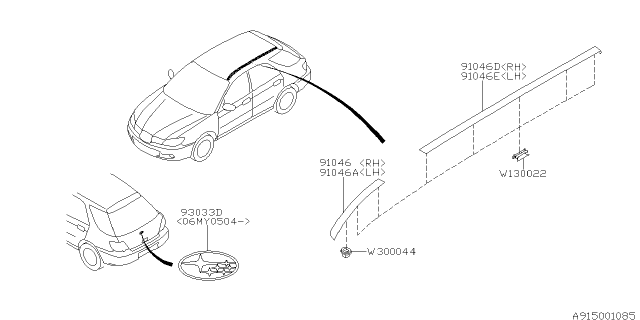 2007 Subaru Impreza Molding Diagram 2