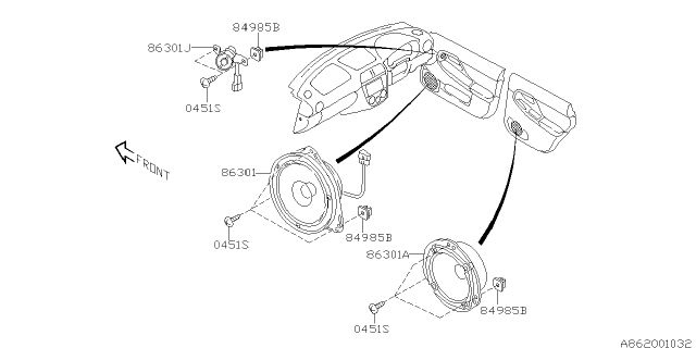 2007 Subaru Impreza Audio Parts - Speaker Diagram