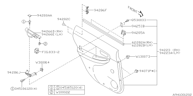 2006 Subaru Impreza WRX Door Trim Diagram 2