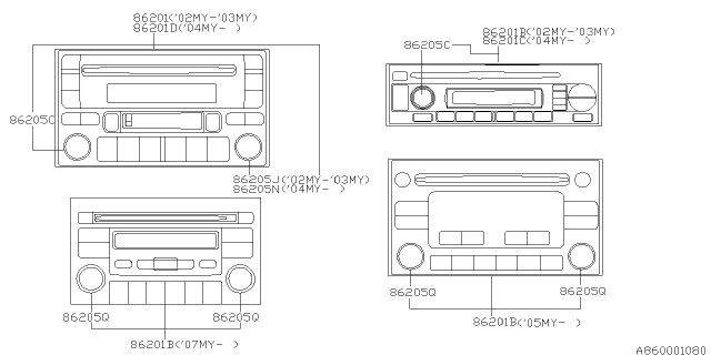 2003 Subaru Impreza WRX Audio Parts - Radio Diagram 1