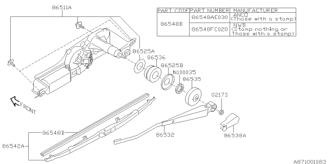 2005 Subaru Impreza Wiper - Rear Diagram 1