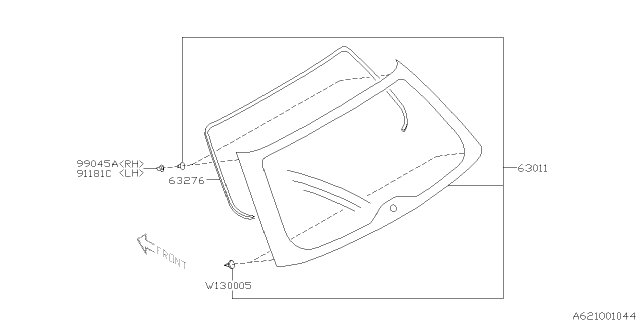 2007 Subaru Impreza Back Door Glass Diagram