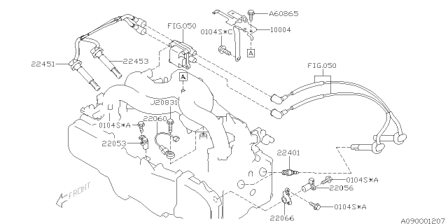 2004 Subaru Impreza STI Spark Plug & High Tension Cord Diagram 2