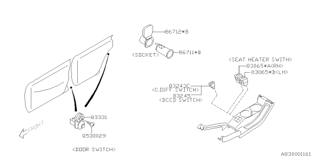 2007 Subaru Impreza STI Switch - Instrument Panel Diagram 1