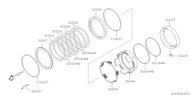 2006 Subaru Impreza WRX RETAINER 2-4 Brake Piston Diagram for 31645AA000