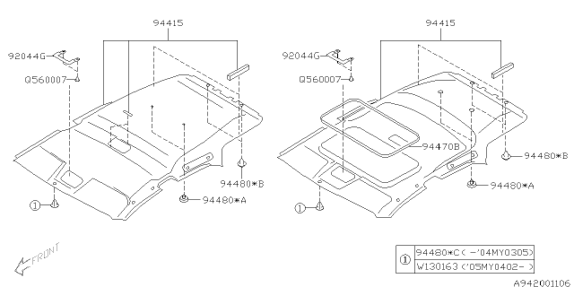 2005 Subaru Impreza WRX Roof Trim Diagram 2