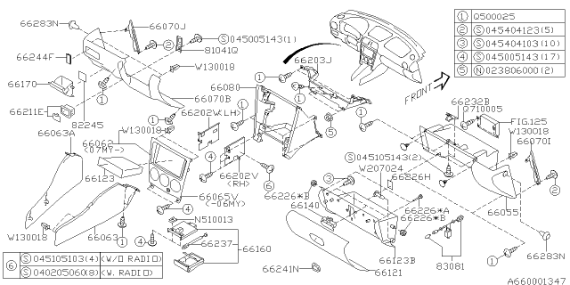 2005 Subaru Impreza WRX Cover Instrument Panel Si Diagram for 66055FE040OE