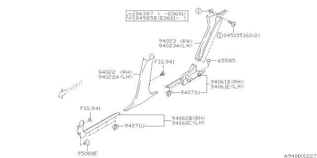 2006 Subaru Impreza Inner Trim Diagram 1