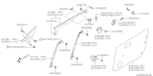 2007 Subaru Impreza WRX Front Door Panel & Rear Or Slide Door Panel Diagram 2