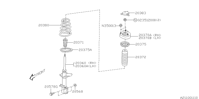 2002 Subaru Impreza WRX Rear Coil Spring Diagram for 20380FE630