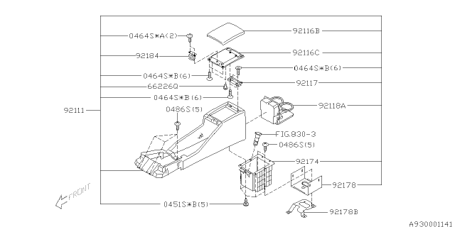 2004 Subaru Impreza WRX Console Box Diagram 2