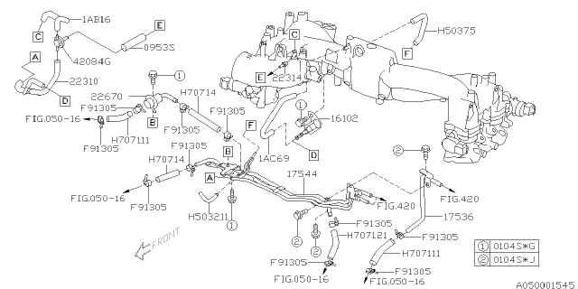 2006 Subaru Impreza STI Air Hose Diagram for 09530C040