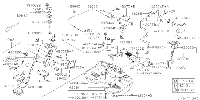 2006 Subaru Impreza Fuel Sub Gauge Sending Unit Diagram for 85111AC012