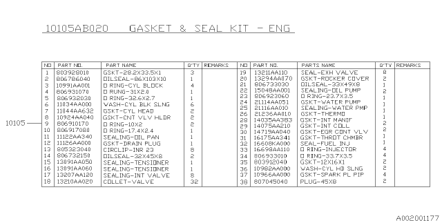 2006 Subaru Impreza Engine Gasket & Seal Kit Diagram 4